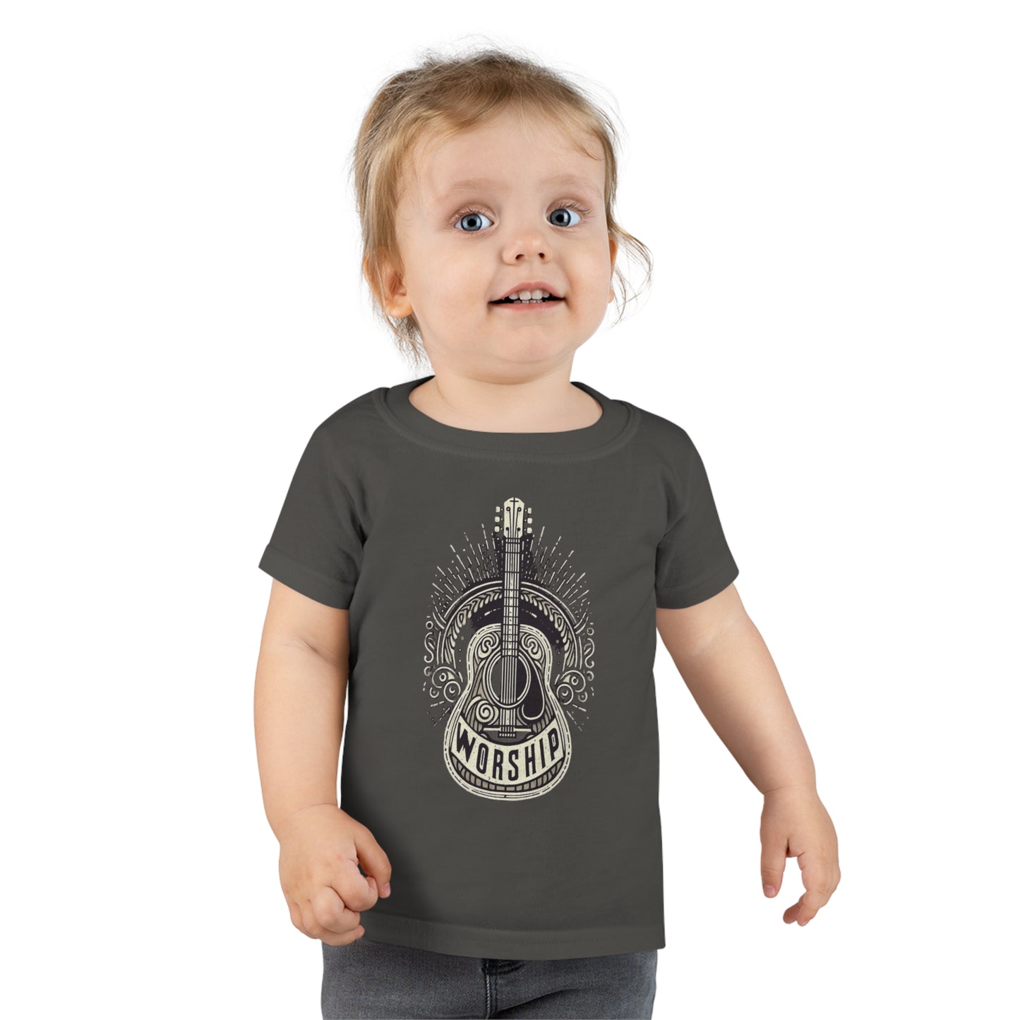 Worship Guitar - Psalm 95 Faith, Trendy Christian, Bible Verse, Religious - Toddler T-shirt