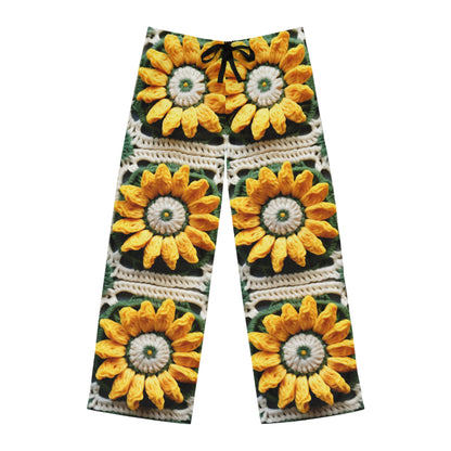 Sunflower Crochet Elegance, Granny Square Design, Radiant Floral Motif. Bring the Warmth of Sunflowers to Your Space - Men's Pajama Pants (AOP)