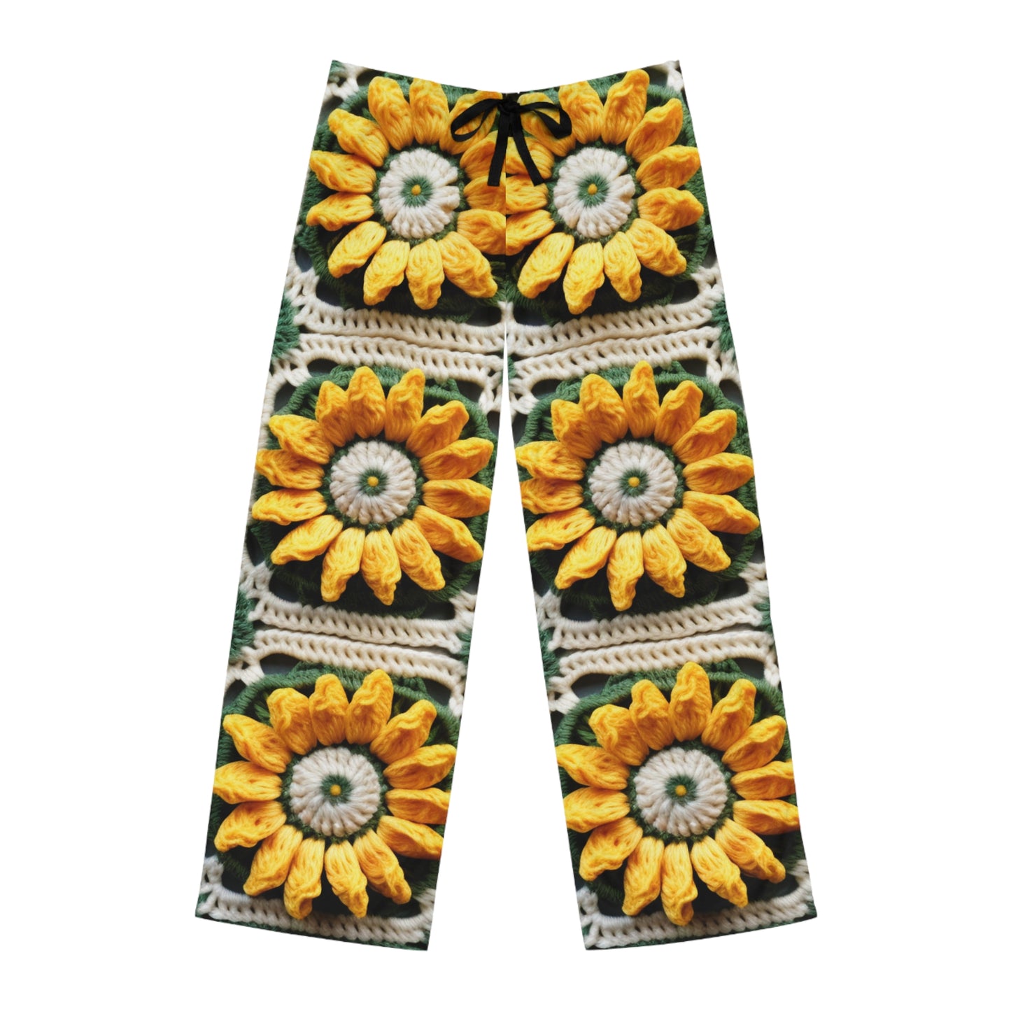 Sunflower Crochet Elegance, Granny Square Design, Radiant Floral Motif. Bring the Warmth of Sunflowers to Your Space - Men's Pajama Pants (AOP)