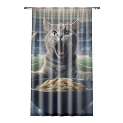 Halftime Football Feline: Screaming Sports Fan Cat Stadium Food Kitten - Window Curtain