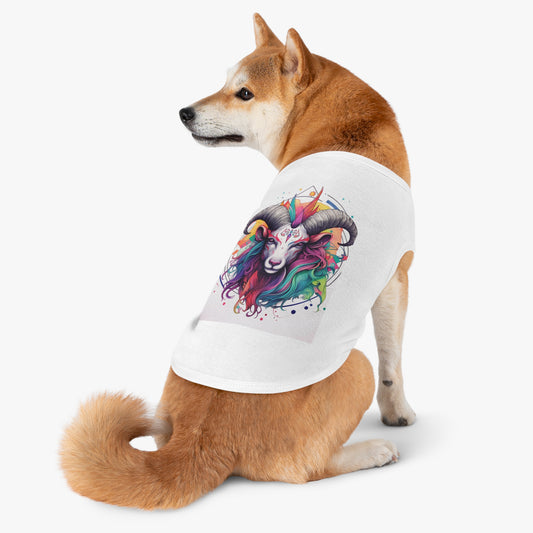 Estilo Chill Capricornio - Diseño de astrología multicolor de línea fina - Camiseta sin mangas para mascotas 