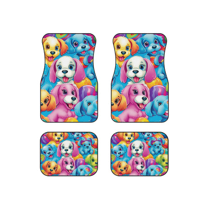 Happy Puppy & Dog Design - Vivid and Eye-Catching - Car Mats (Set of 4)