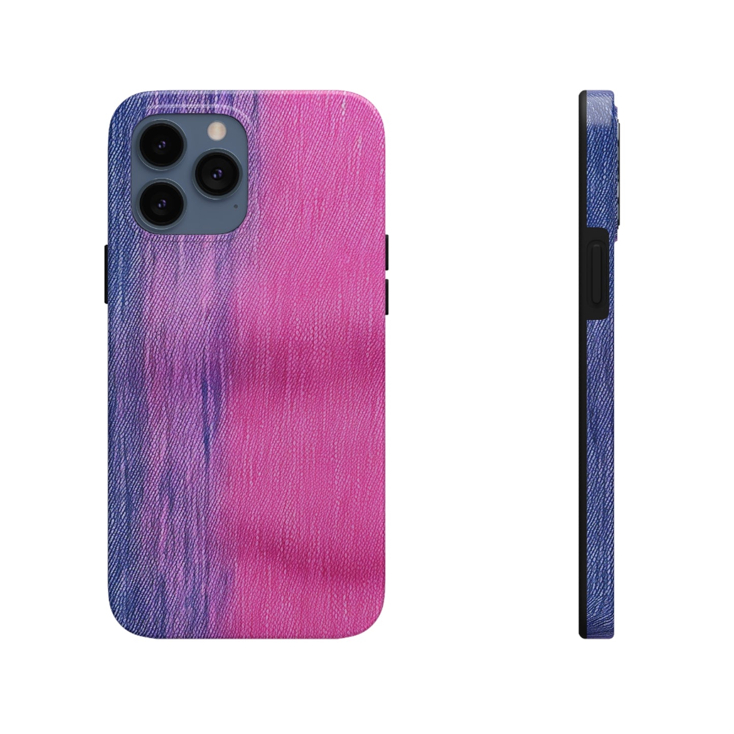 Dual Delight: Half-and-Half Pink & Blue Denim Daydream - Tough Phone Cases