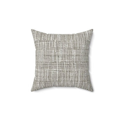 Gris plateado: diseño de tela contemporáneo inspirado en la mezclilla - Almohada cuadrada de poliéster hilado 