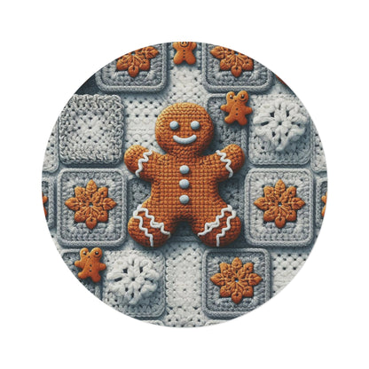 Festive Gingerbread Charm: Christmas Crochet Amigurumi with Granny Squares and Snowflake Accents - Round Rug