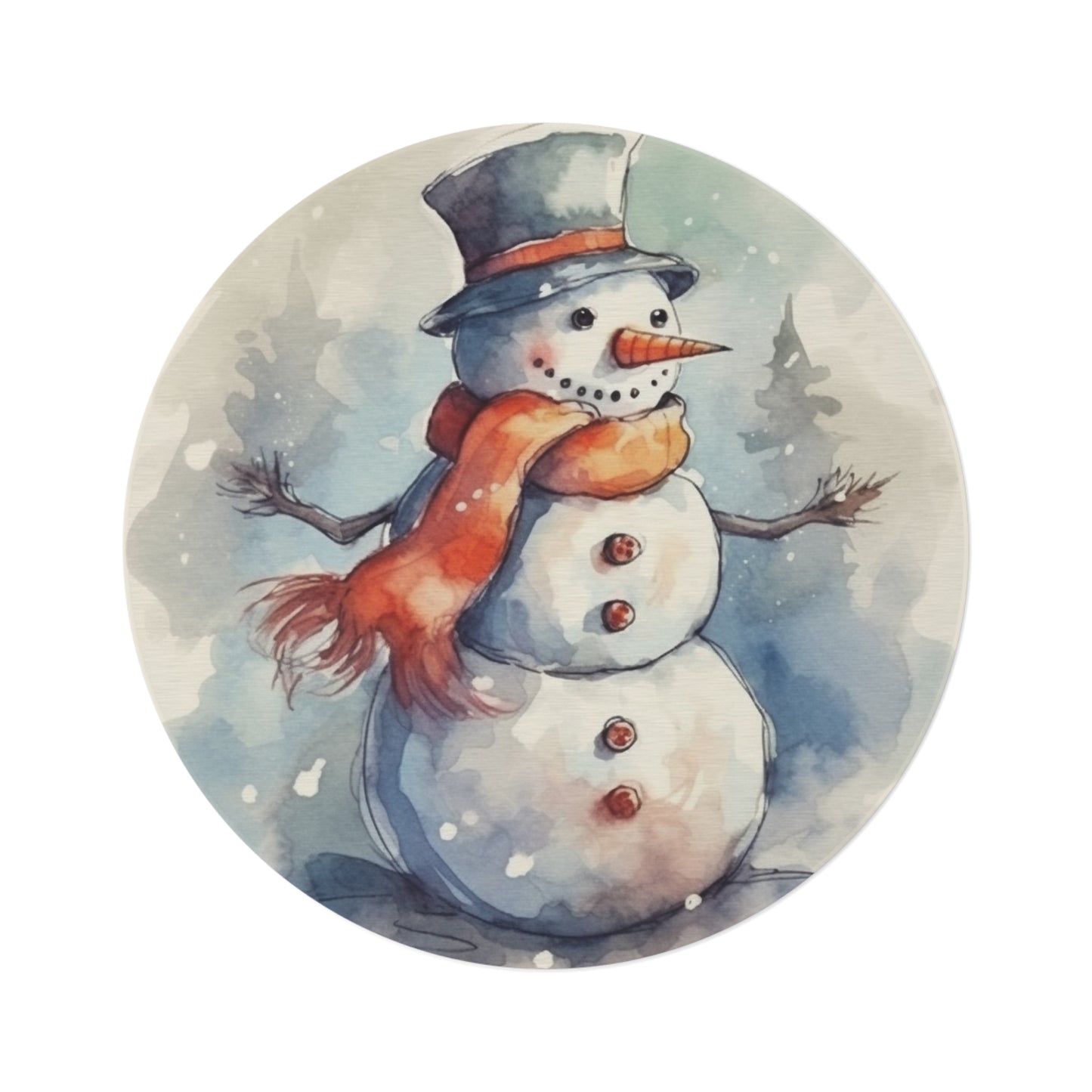 Frosty Winter Snowman Christmas - Round Rug