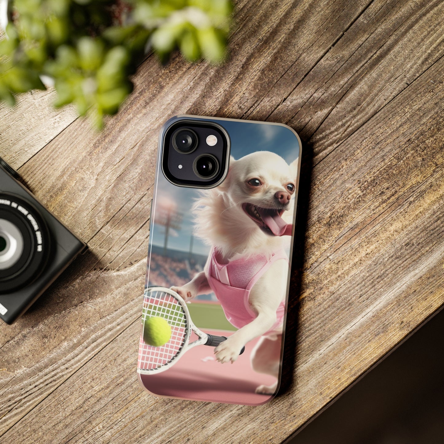 Chihuahua Tennis Ace: Dog Pink Outfit, Court Atheletic Sport Game - Tough Phone Cases