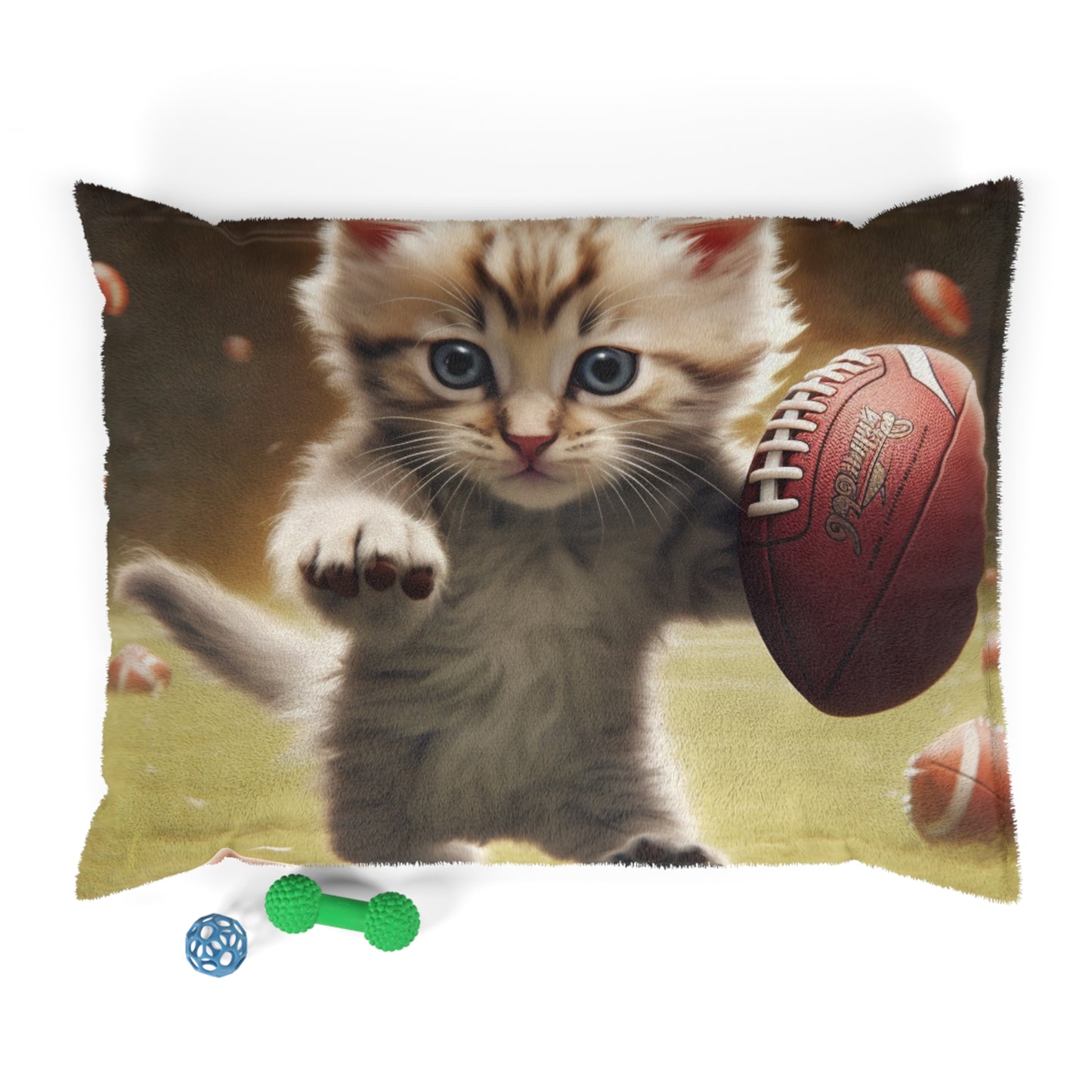 Football Kitty Fantasy: Feline Cat American Sport Quarterback - Dog & Pet Bed