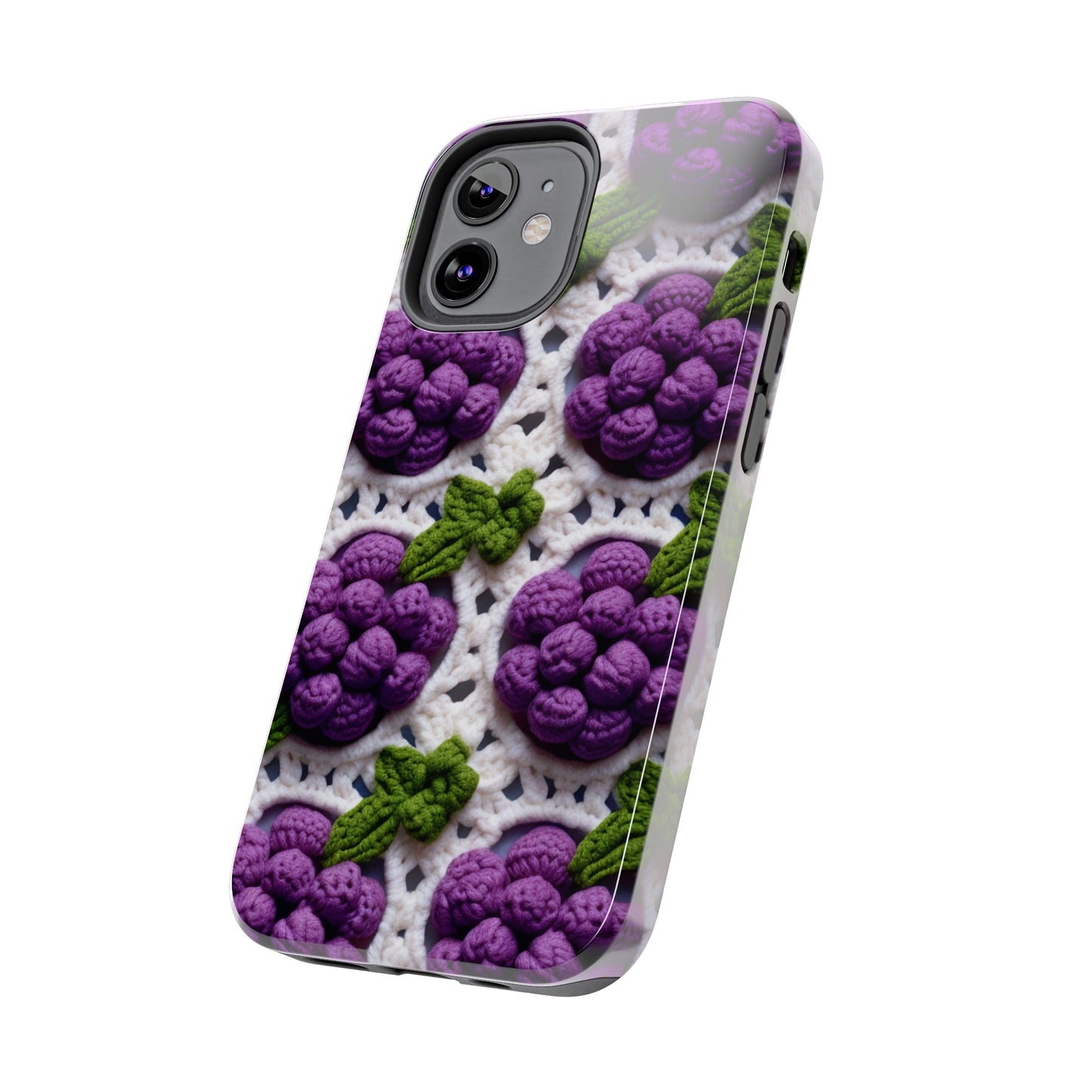 Crochet Grapes Pattern - Granny Square Design - Fresh Fruit Pick - Orchard Purple Snack Food - Tough Phone Cases