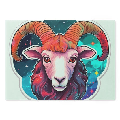 Signo del zodíaco Aries - Símbolo de astrología cósmica de colores vivos y brillantes - Tabla de cortar 