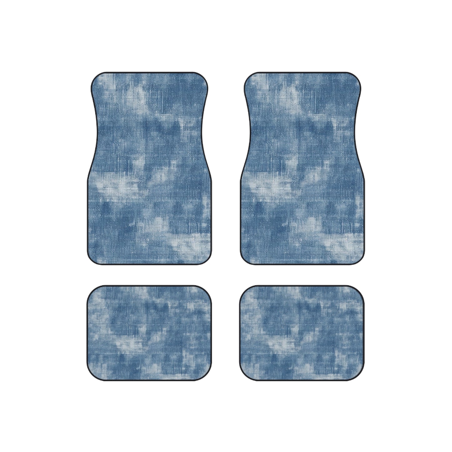 Azul descolorido descolorido: tela con estilo, inspirada en el denim - Alfombrillas para coche (juego de 4)