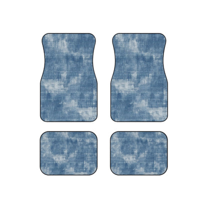 Azul descolorido descolorido: tela con estilo, inspirada en el denim - Alfombrillas para coche (juego de 4)