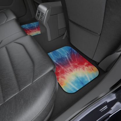 Denim Rainbow Tie-Dye: Espectáculo de diseño de tela multicolor vibrante - Alfombrillas para coche (Juego de 4) 