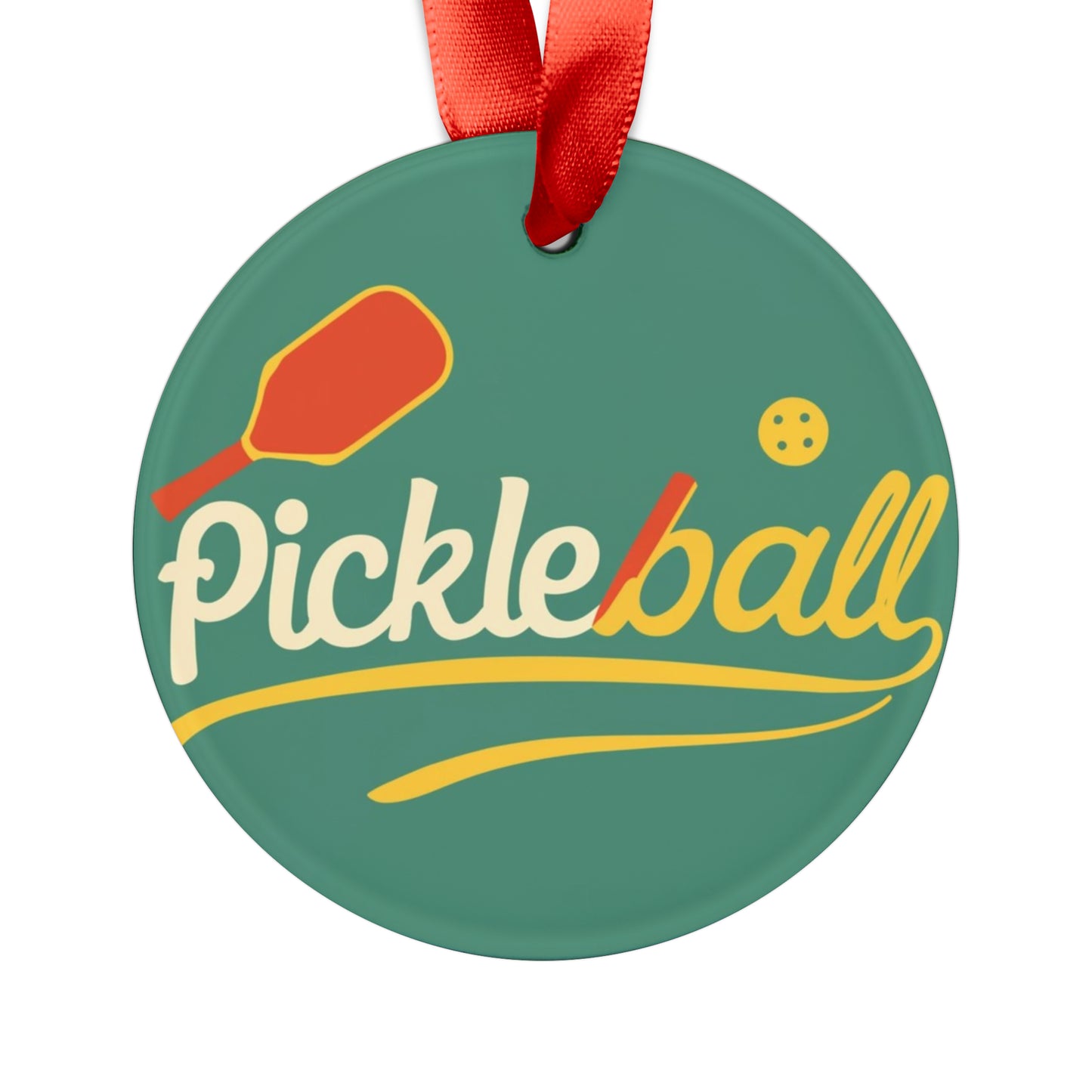 Regalo clásico de Pickleball - Juego deportivo atlético - Retro nostálgico - Adorno acrílico con cinta