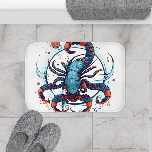 Cute Scorpio Zodiac Sign - Big Claws, Long Tail Cosmic Astrology Symbol - Bath Mat