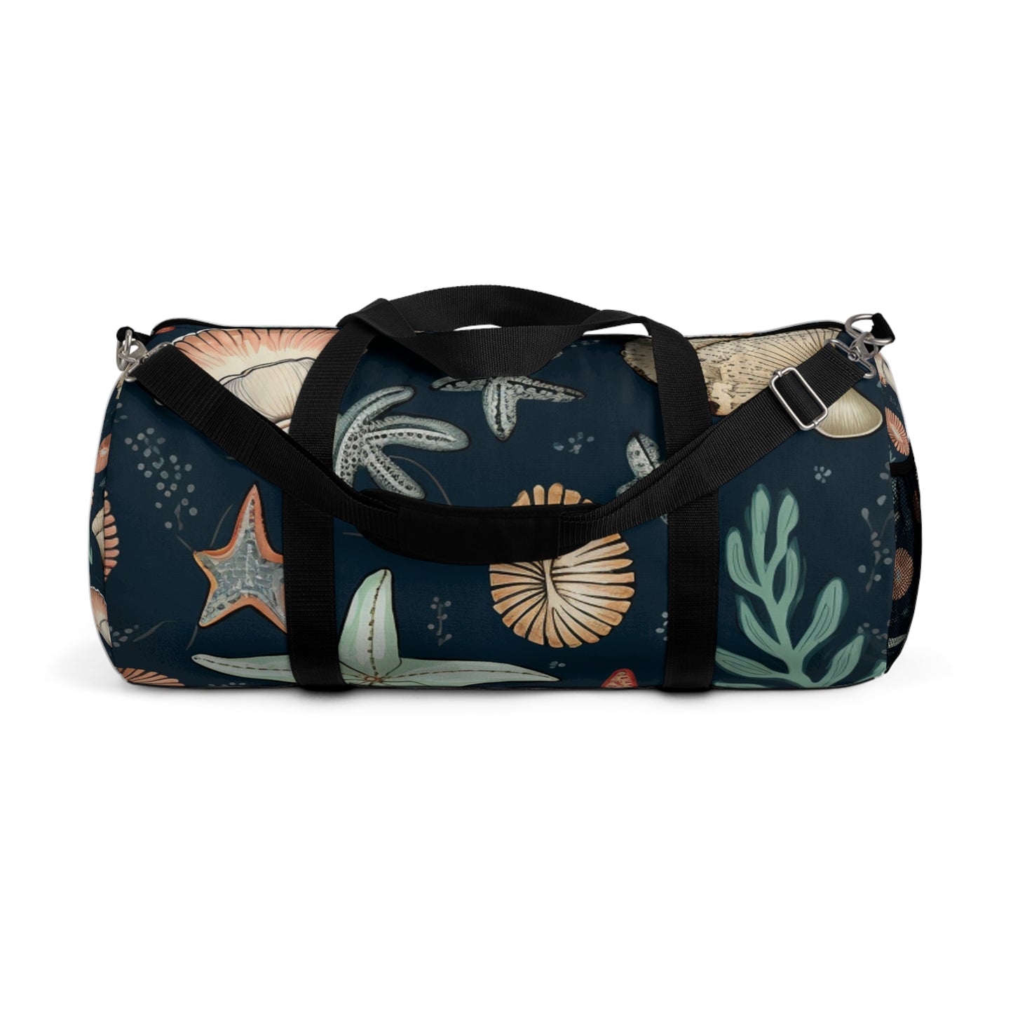 Hand-Drawn Seashells & Starfish Marine-Inspired Pattern Duffel Bag