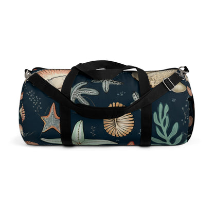 Hand-Drawn Seashells & Starfish Marine-Inspired Pattern Duffel Bag