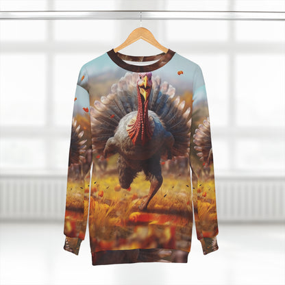 Thanksgiving Trot Turkey Run Athlete Sprint Racer Holiday Feast Dinner - Unisex Sweatshirt (AOP)