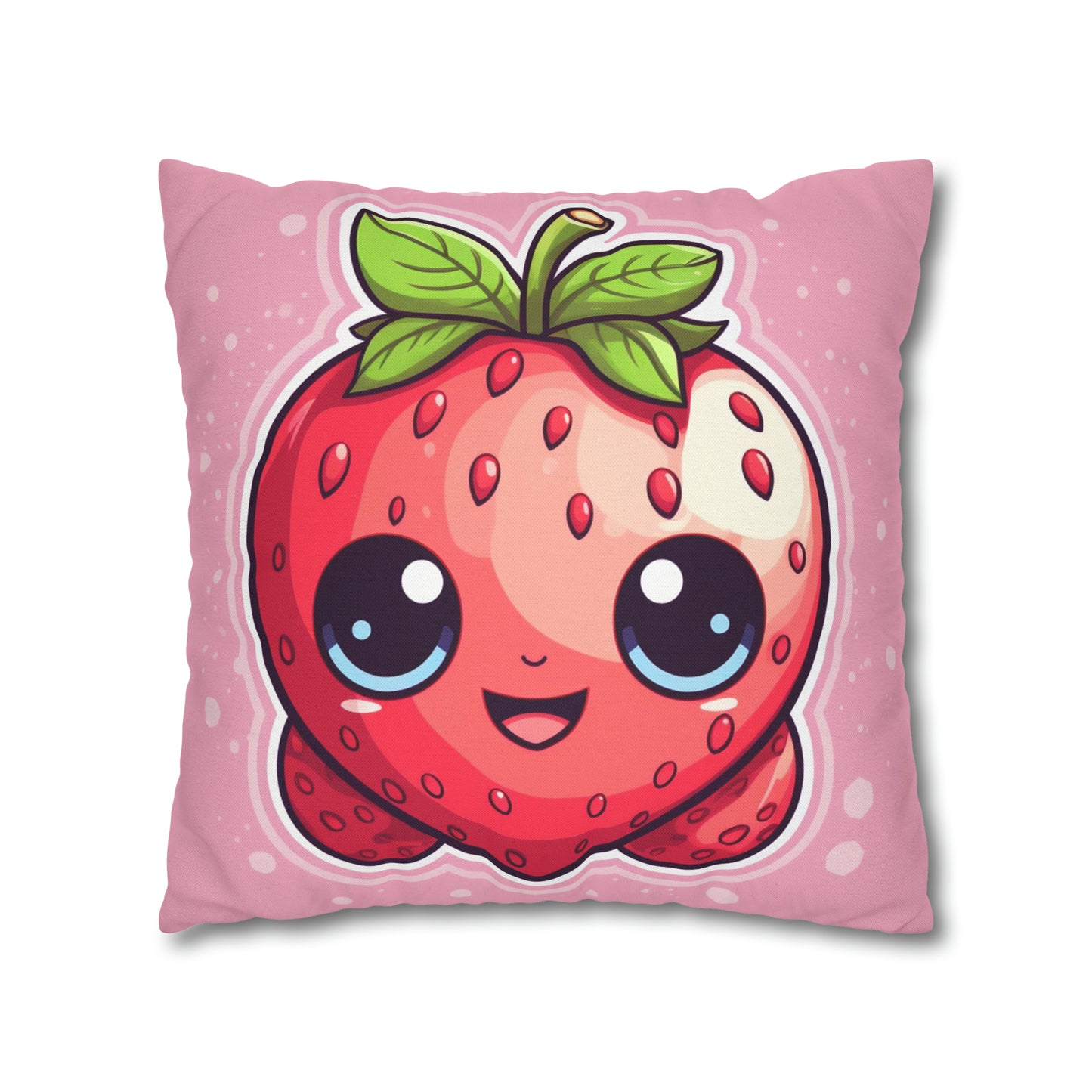 Kawaii Strawberry Adventure - Anime Classic Traditional Japanese Fruit - Otaku Artwork - Spun Polyester Square Pillow Case