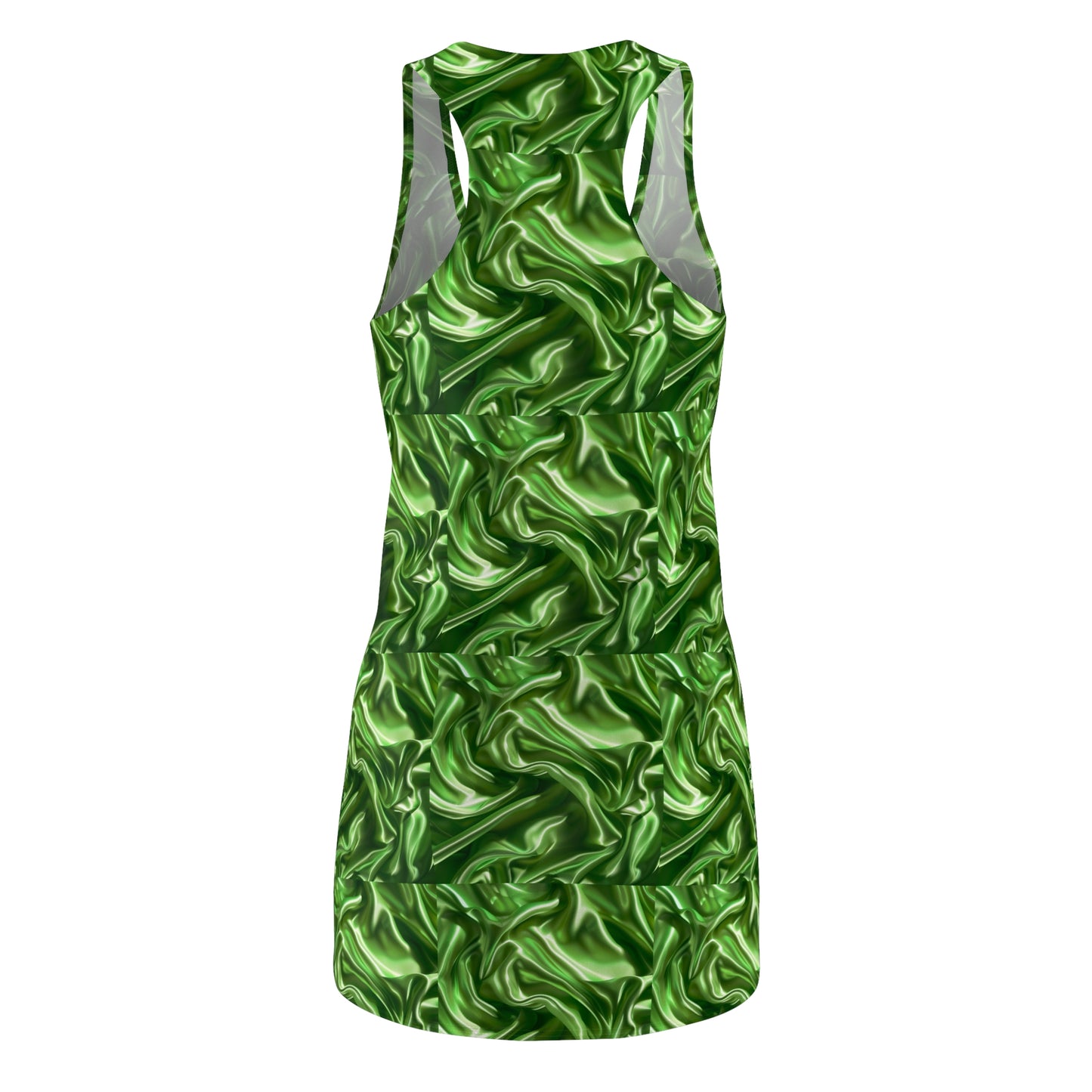 Green Silk Faux Sleeveless, Women's Cut & Sew Racerback Dress (AOP)