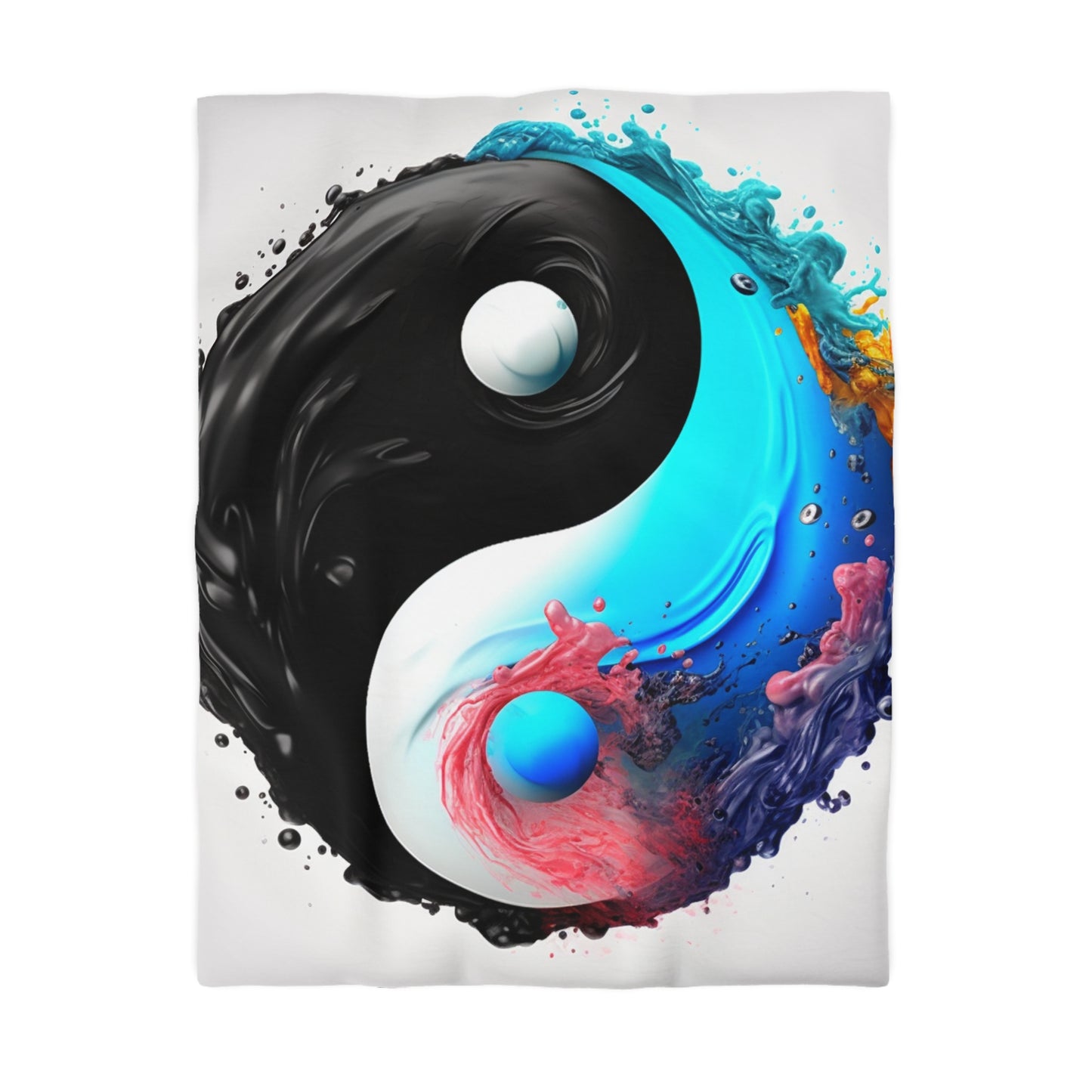 Yin Yang Symbol, Colorful Paint Style - Artistic Decor - Microfiber Duvet Cover