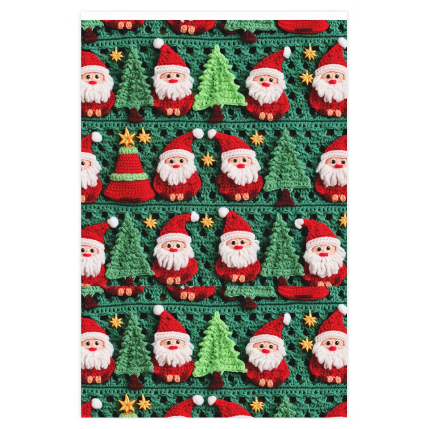 Santa Claus Crochet Pattern, Christmas Design, Festive Holiday Decor, Father Christmas Motif. Perfect for Yuletide Celebration - Wrapping Paper