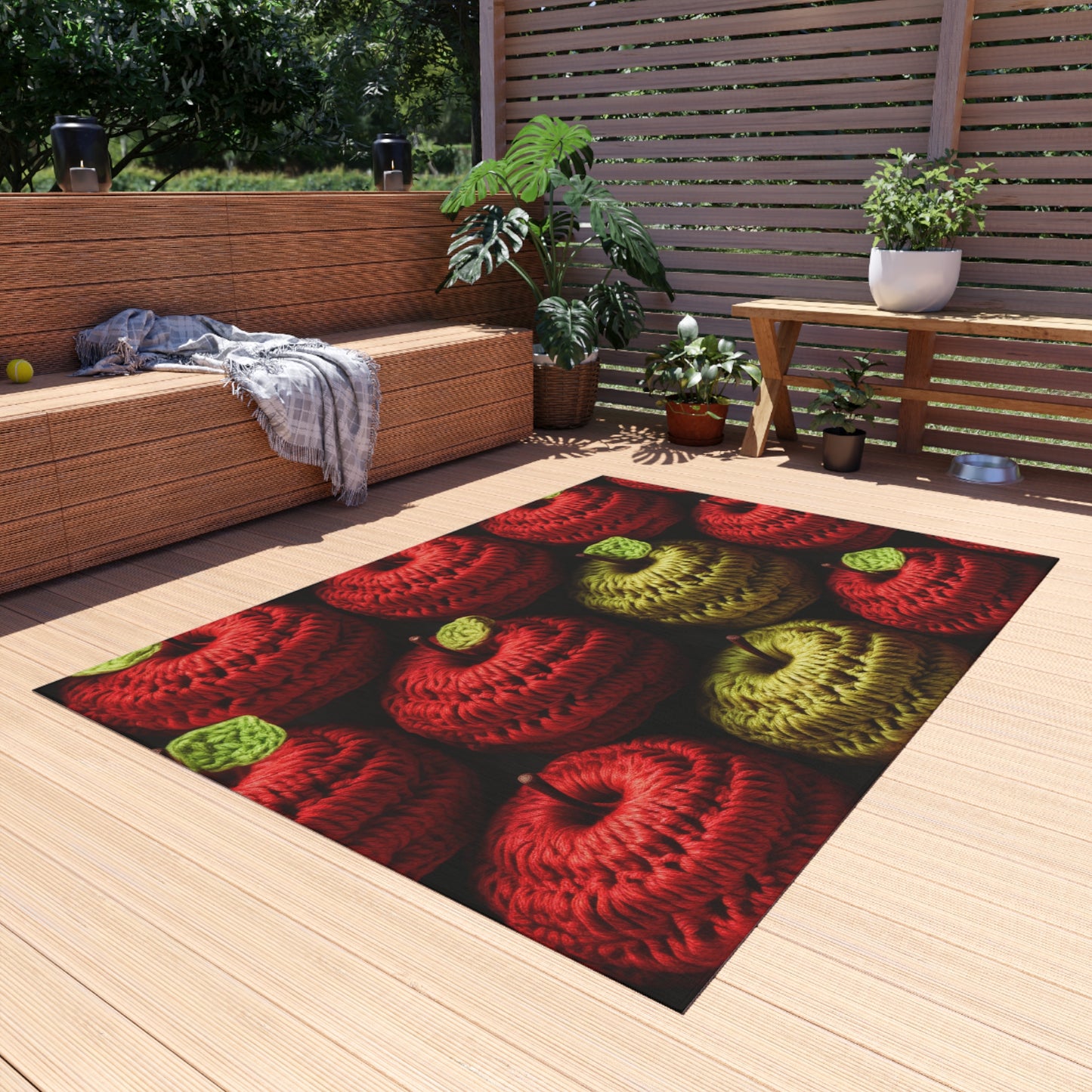 Crochet Apple Amigurumi - Big American Red Apples - Healthy Fruit Snack Design - Outdoor Rug