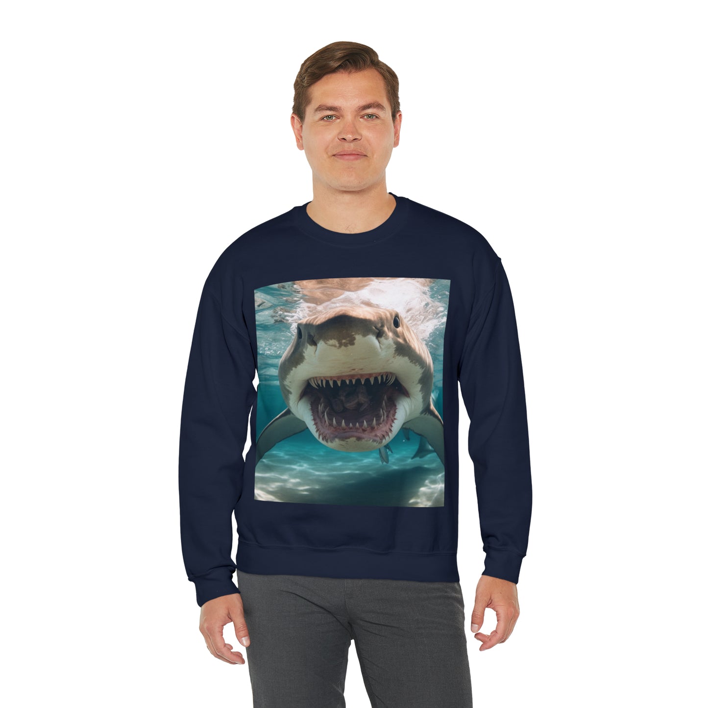 Bull Shark: River Monster Menace - Realistic Dark Water Predator - Unisex Heavy Blend™ Crewneck Sweatshirt