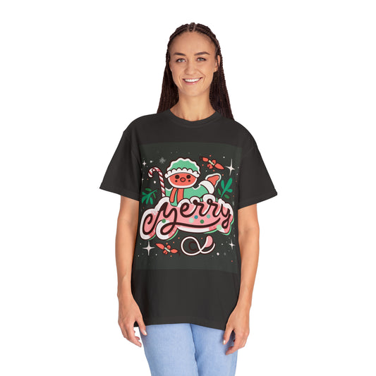 Merry Gingerbread Man Cookie Christmas Holiday Season - Unisex Garment-Dyed T-shirt