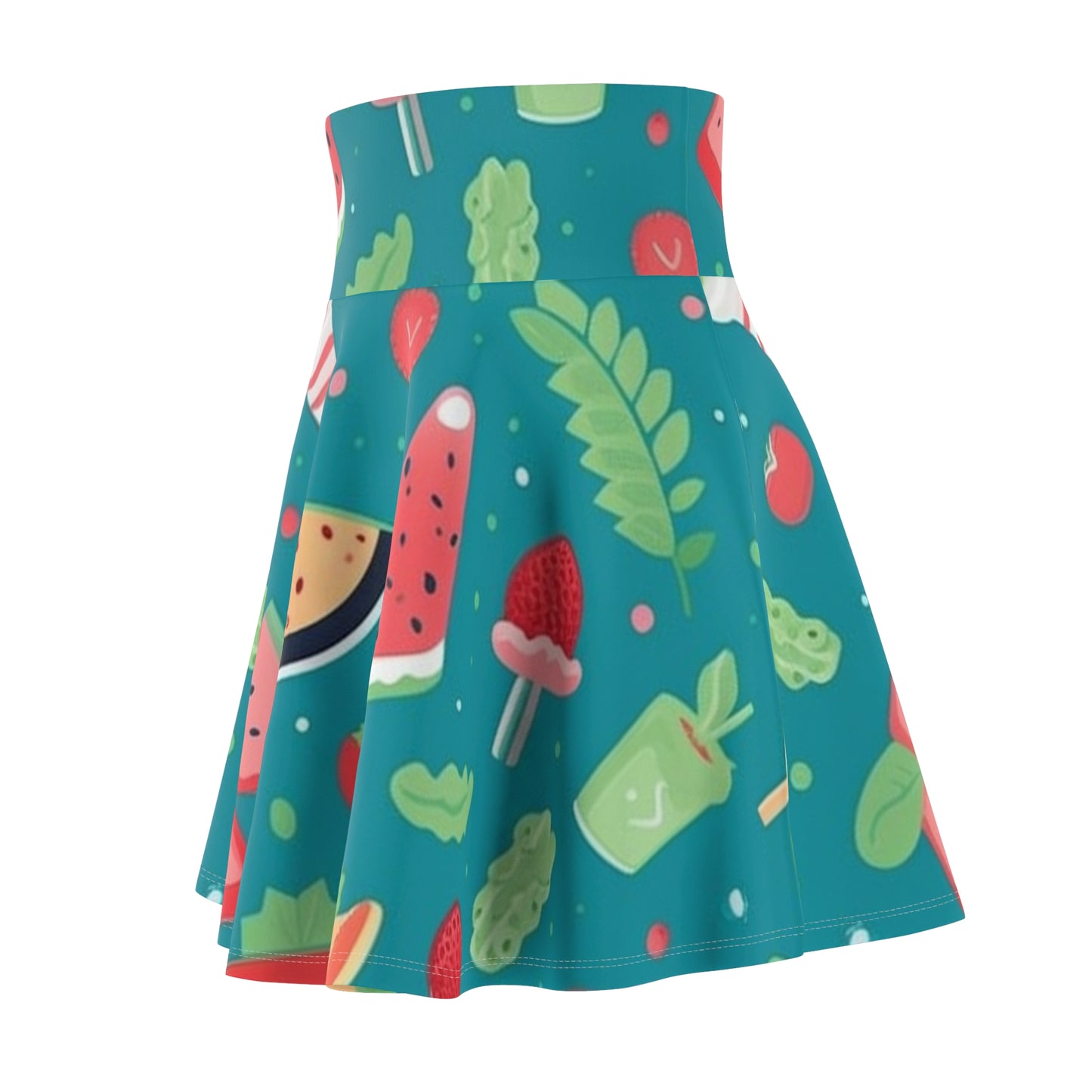 Quirky Summer Food Watermelon Ice Cream Cocktail Pattern Women's Skater Skirt (AOP)