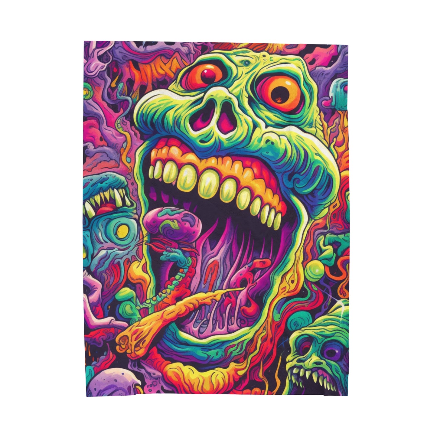 Super trippy and psychedelic Skull, Velveteen Plush Blanket