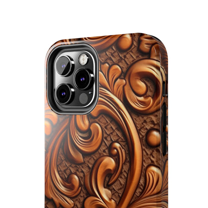 Leather Flower Cognac Classic Brown Timeless American Cowboy Design - Tough Phone Cases