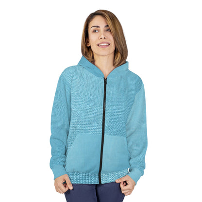 Bright Aqua Teal: Denim-Inspired Refreshing Blue Summer Fabric - Unisex Zip Hoodie (AOP)