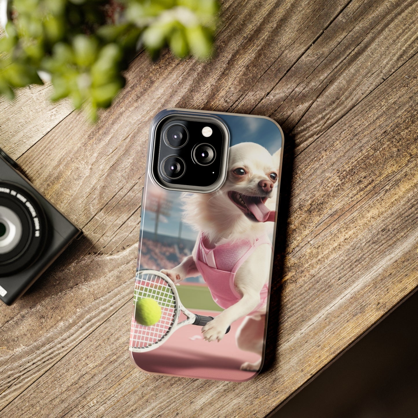 Chihuahua Tennis Ace: Dog Pink Outfit, Court Atheletic Sport Game - Tough Phone Cases