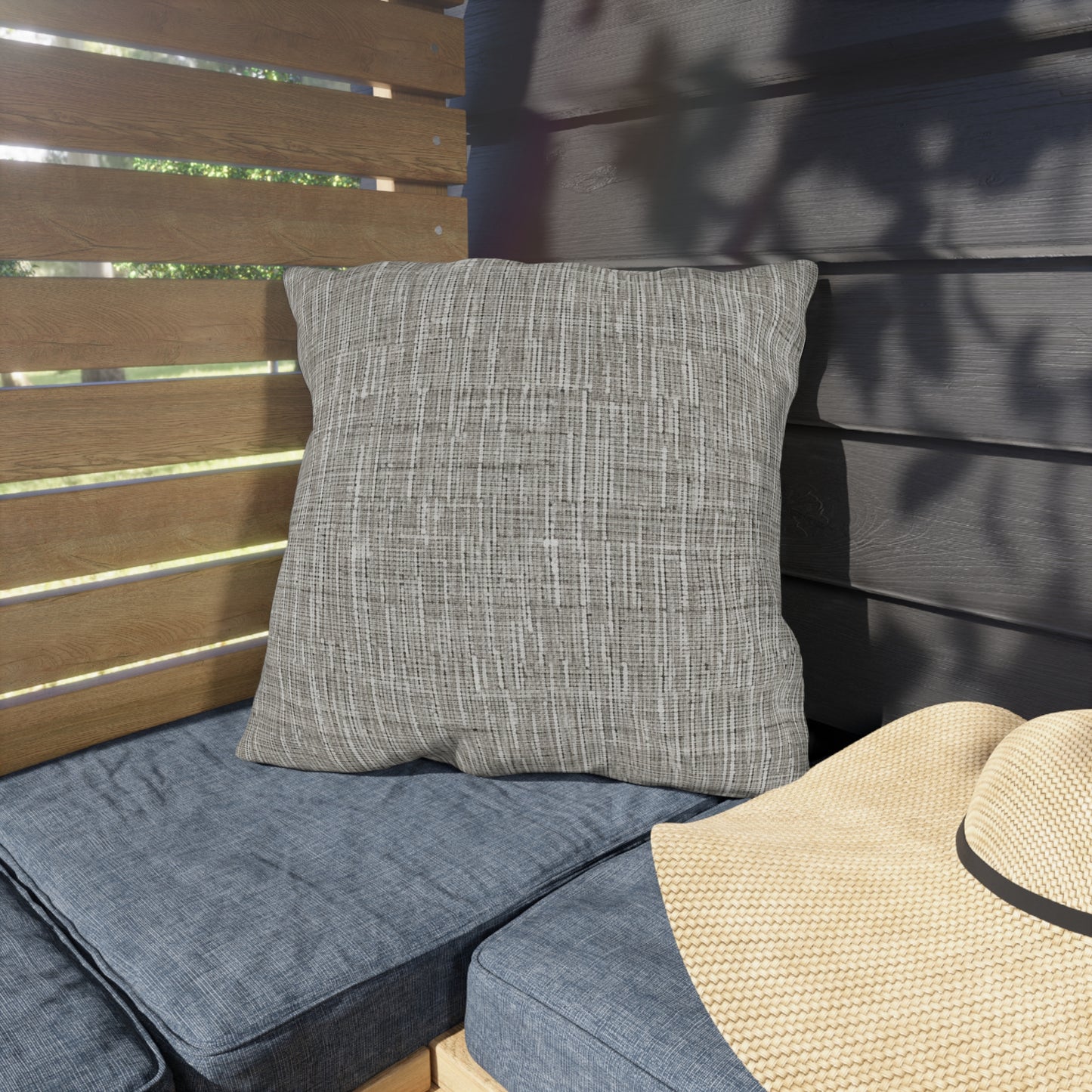 Silver Grey: Denim-Inspired, Contemporary Fabric Design - Outdoor Pillows