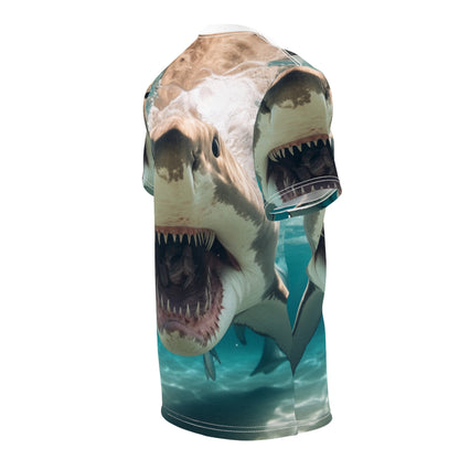 Bull Shark: River Monster Menace - Realistic Dark Water Predator - Unisex Cut & Sew Tee (AOP)