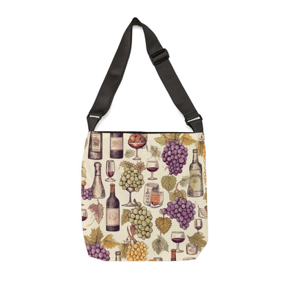 Wine Lovers Theme: Varieties of Wine, Grapes & Vineyards Design Adjustable Tote Bag (AOP)