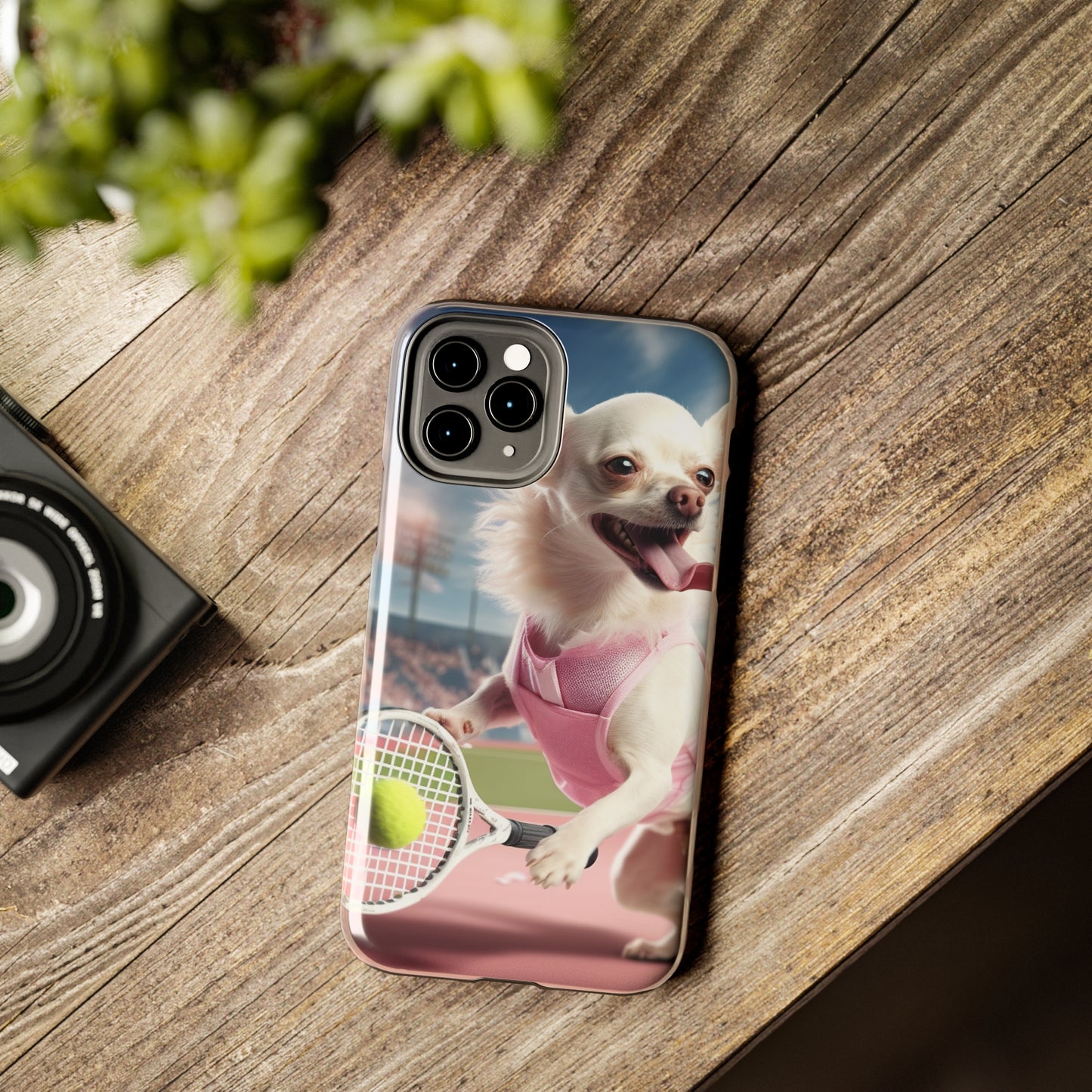 Chihuahua Tennis Ace: Dog Pink Outfit, Court Atheletic Sport Game - Tough Phone Cases