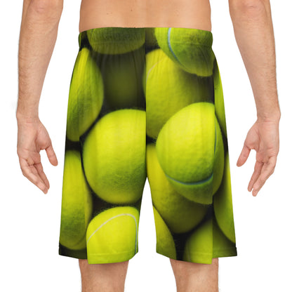 Tennis Ball Sport: Athlete Court Action, Rally & Serve - Basketball Shorts (AOP)