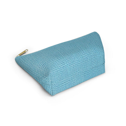 Bright Aqua Teal: Denim-Inspired Refreshing Blue Summer Fabric - Accessory Pouch w T-bottom