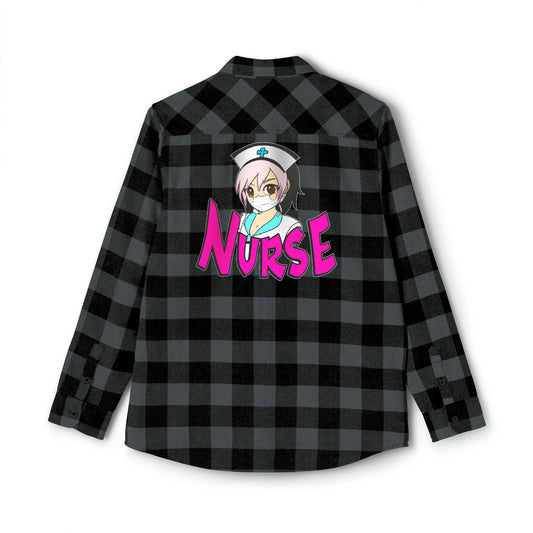 Nurse Anime Kawaii - Charcoal Black - Unisex Flannel Shirt