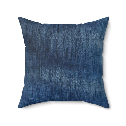 Indigo Splash: Washed Denim Reverie in Deep Blue - Spun Polyester Square Pillow