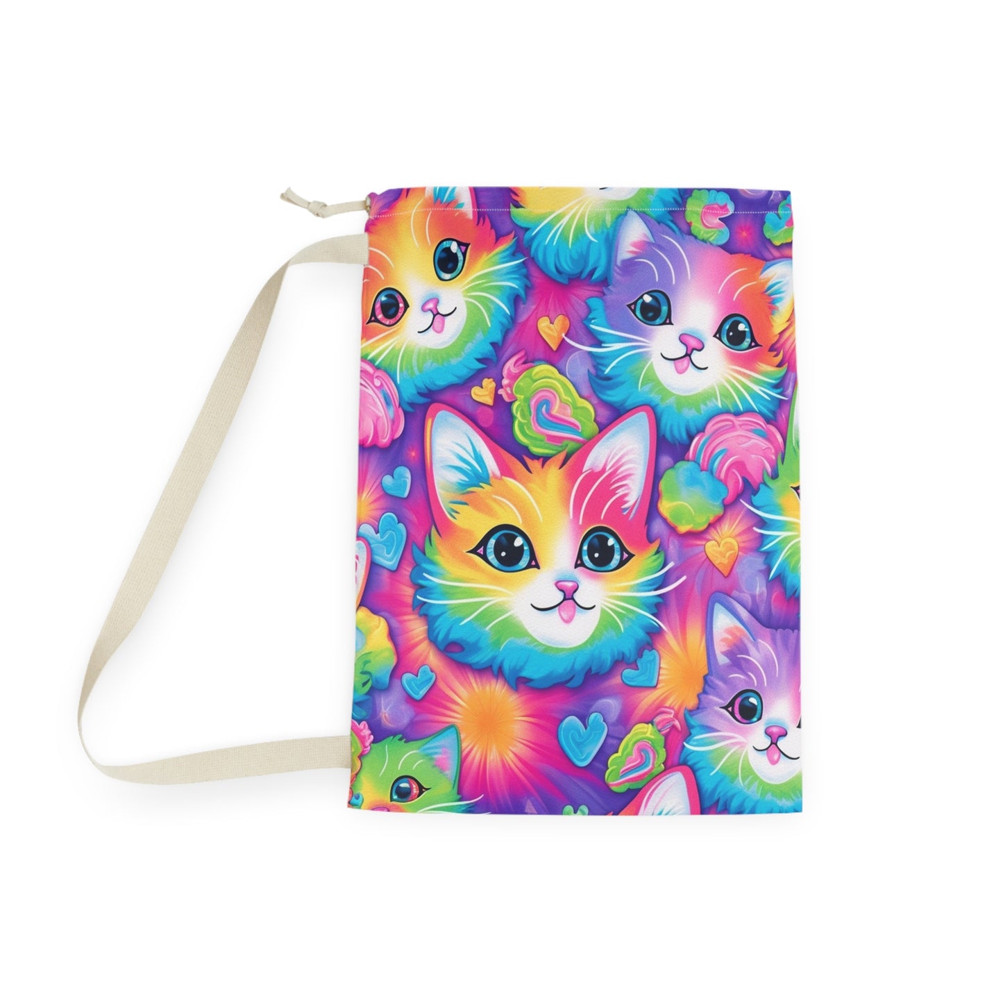 Happy Kitten & Cat Design - Vivid, Colorful & Eye-Catching - Laundry Bag