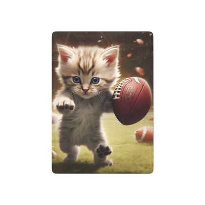 Football Kitty Fantasy: Feline Cat American Sport Quarterback - Poker Cards