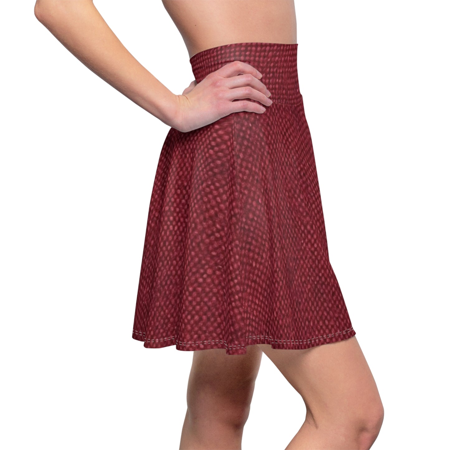 Seamless Texture - Maroon/Burgundy Denim-Inspired Fabric - Women's Skater Skirt (AOP)