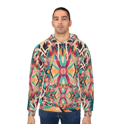 Boho Vibes: Sudadera con capucha unisex con estampado bohemio de verano hecha a mano (AOP) 