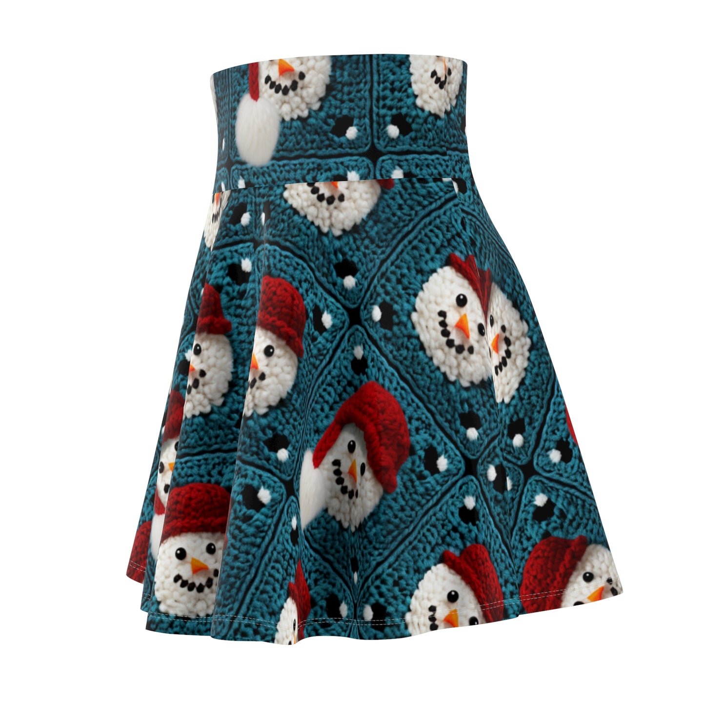 Snowman Crochet Craft, Festive Yuletide Cheer, Winter Wonderland - Women's Skater Skirt (AOP)