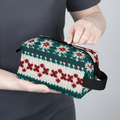 Christmas Knit Crochet Holiday, Festive Yuletide Pattern, Winter Season - Toiletry Bag