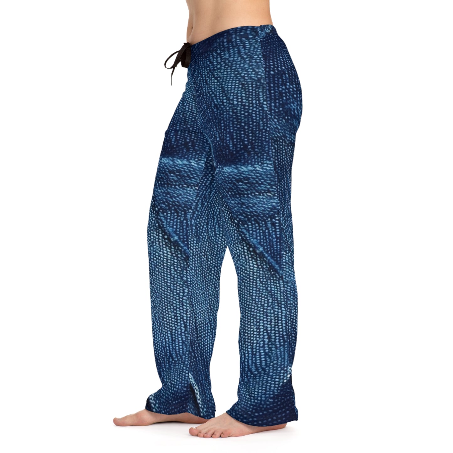 Dark Blue: Distressed Denim-Inspired Fabric Design - Women's Pajama Pants (AOP)