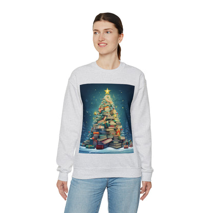 Book Worm Club Christmas Tree Seasonal Winter Holiday - Unisex Heavy Blend™ Crewneck Sweatshirt